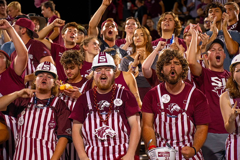 SIU students cheer in the Dawg Pound