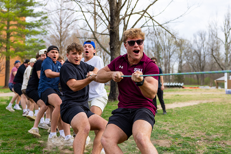 SIU Fraternity members participate in tug-of-war